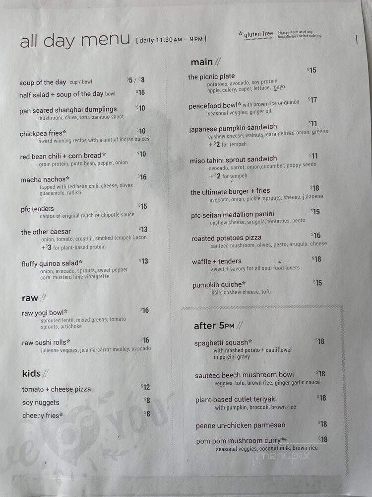 Peacefood Cafe - New York, NY menu_pic