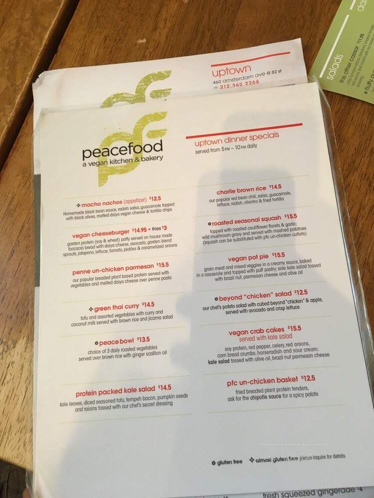 Peacefood Cafe - New York, NY menu_pic