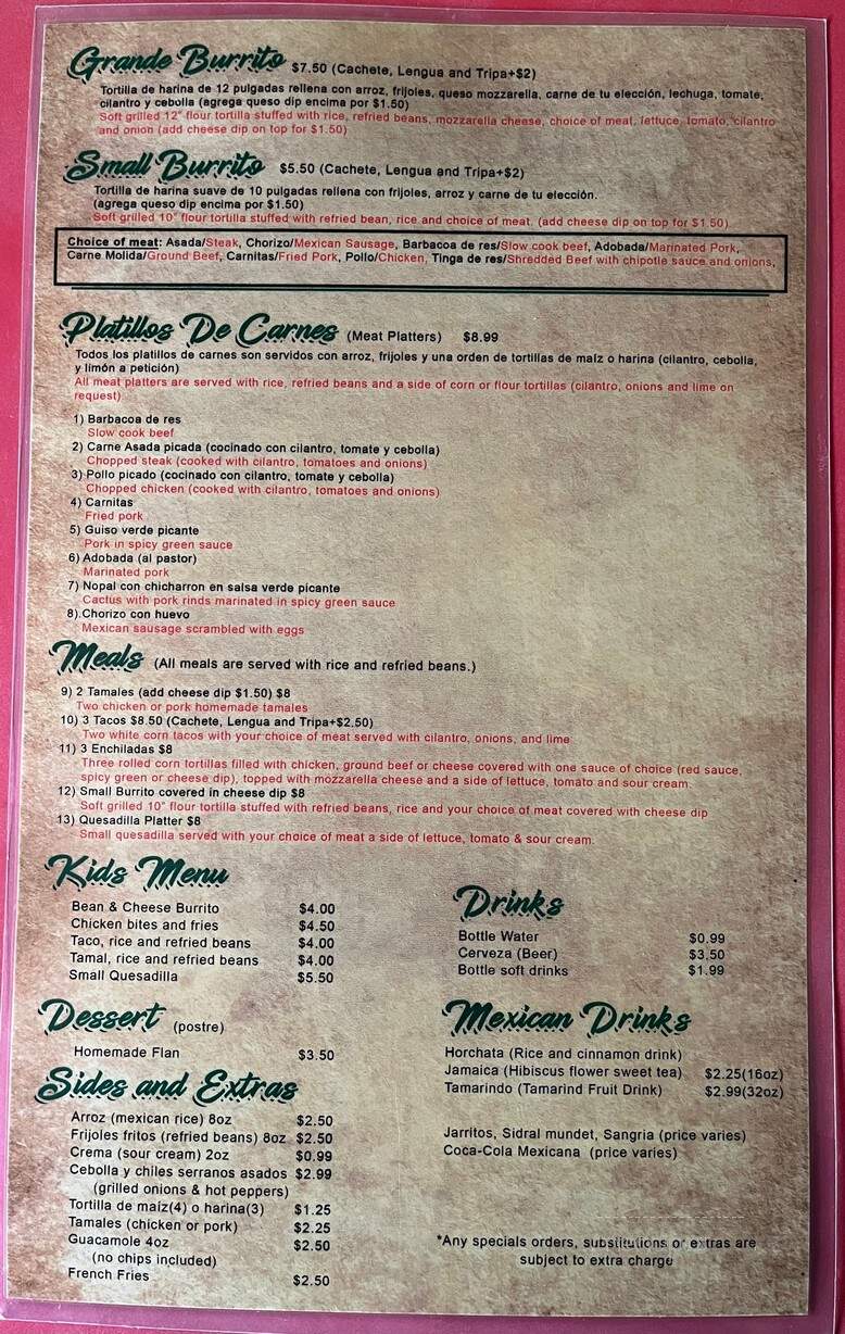 Lalo's Taqueria - Joplin, MO menu_pic