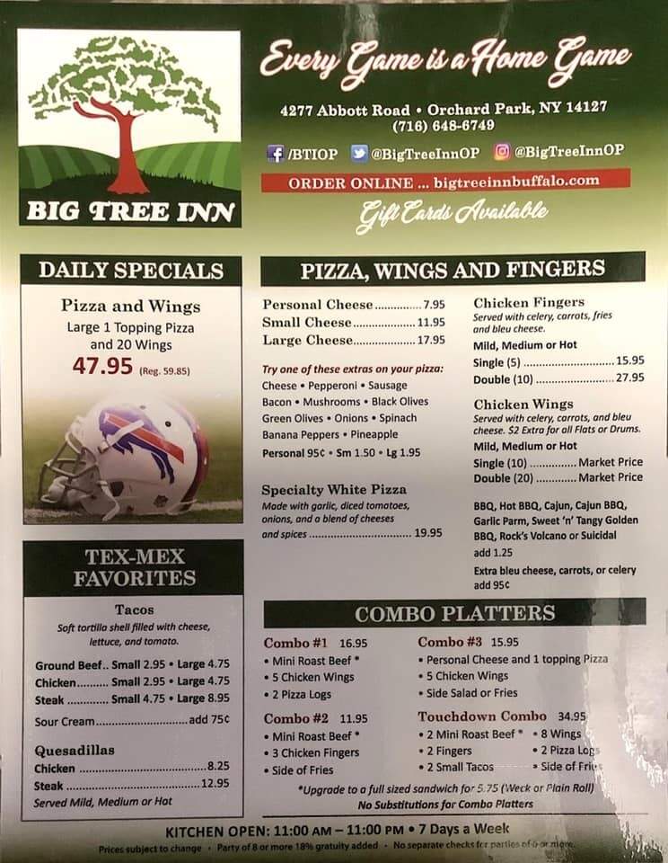 Big Tree Inn - Orchard Park, NY menu_pic