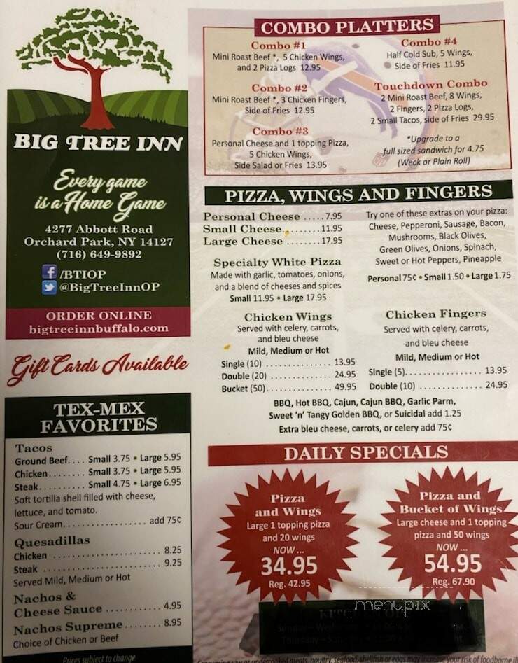 Big Tree Inn - Orchard Park, NY menu_pic