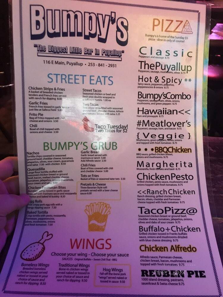 Bumpy's - Puyallup, WA menu_pic