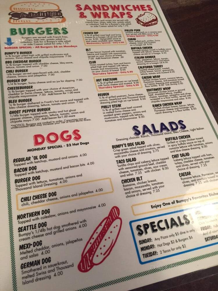 Bumpy's - Puyallup, WA menu_pic