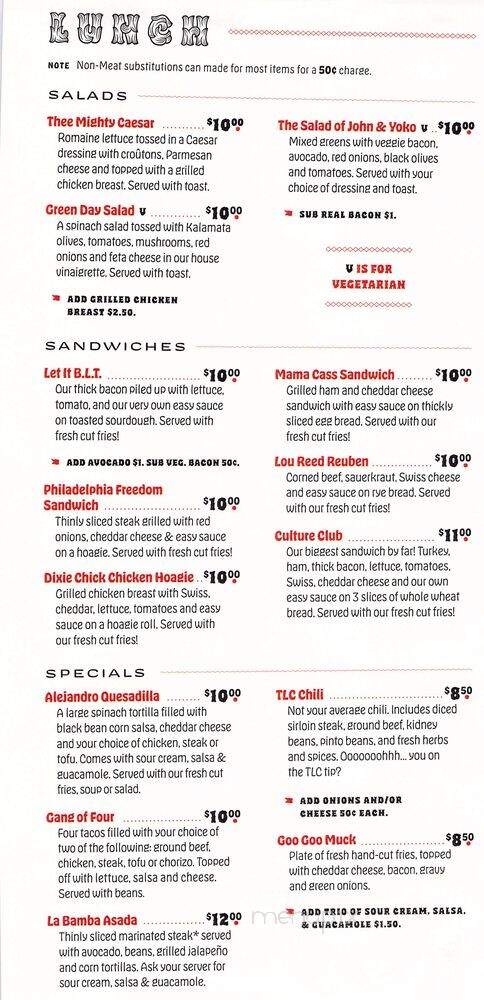 Easy Street Records and Cafe - Seattle, WA menu_pic