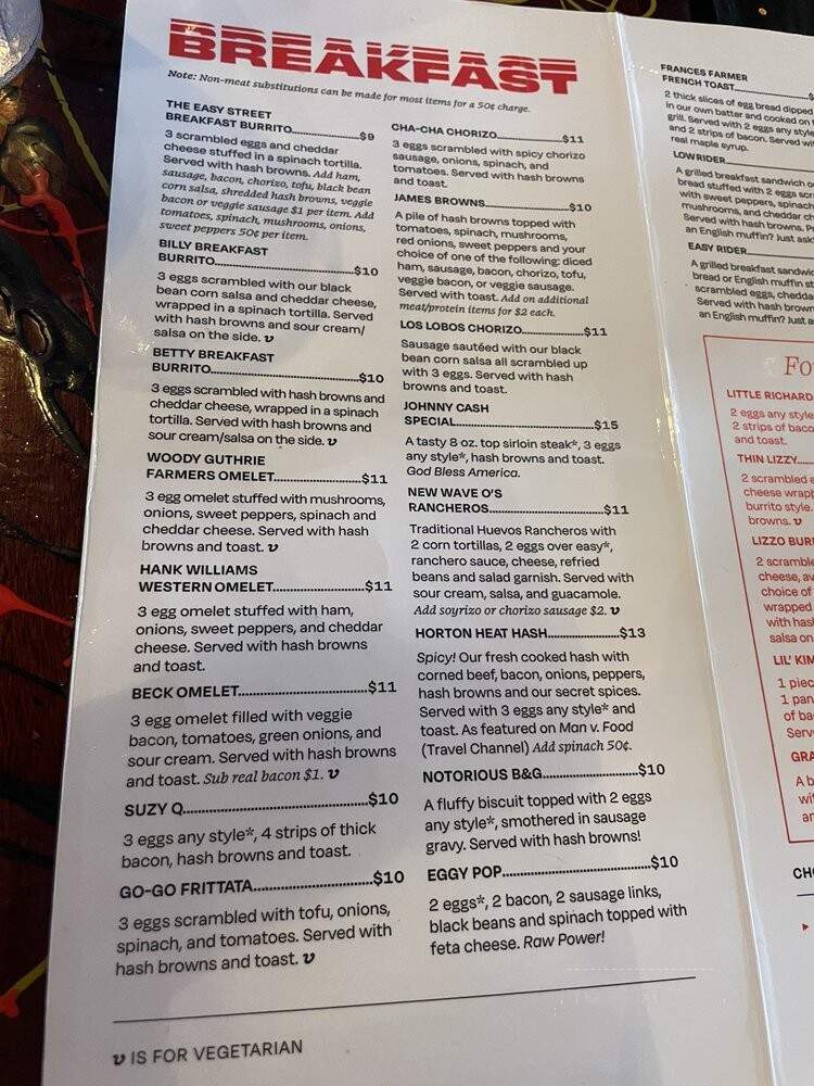 Easy Street Records and Cafe - Seattle, WA menu_pic
