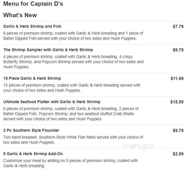 Captain D's Seafood - Lenoir City, TN menu_pic