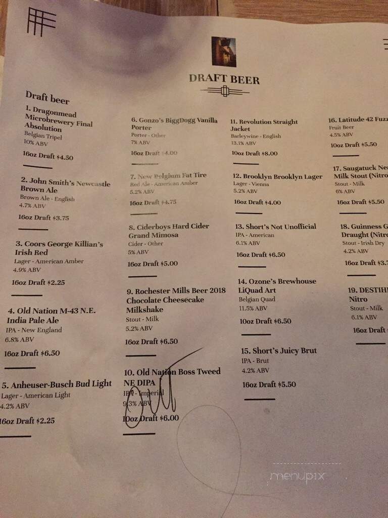 Torch Bar & Grill - Flint, MI menu_pic
