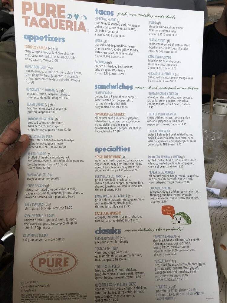 Pure Taqueria - Woodstock, GA menu_pic