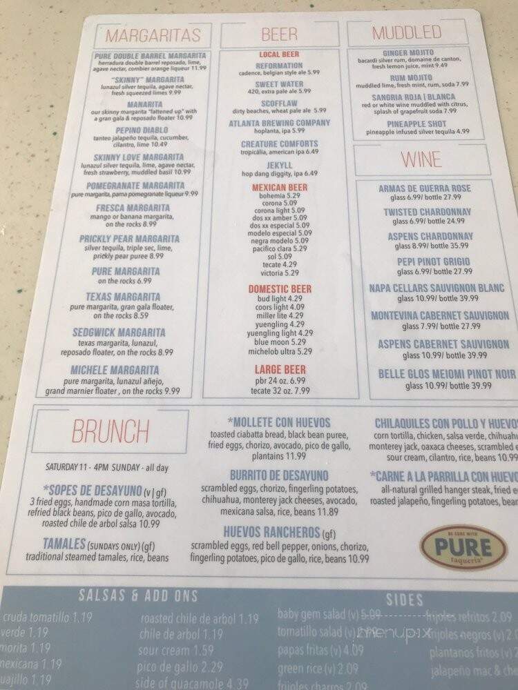 Pure Taqueria - Woodstock, GA menu_pic