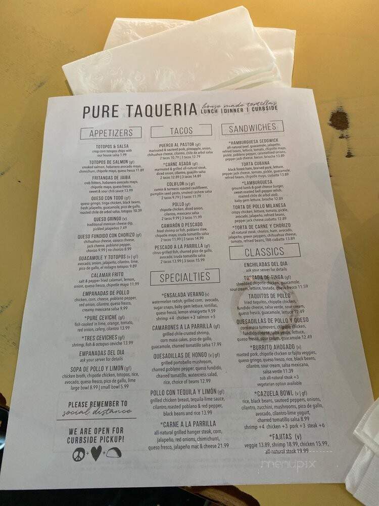 Pure Taqueria - Woodstock, GA menu_pic