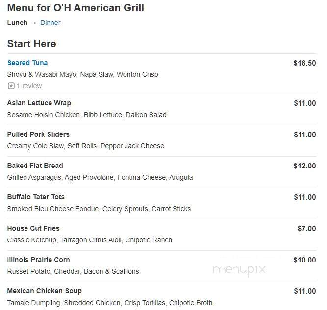 O'h American Grill - Rosemont, IL menu_pic