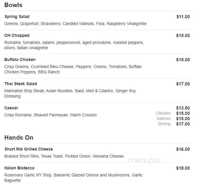 O'h American Grill - Rosemont, IL menu_pic