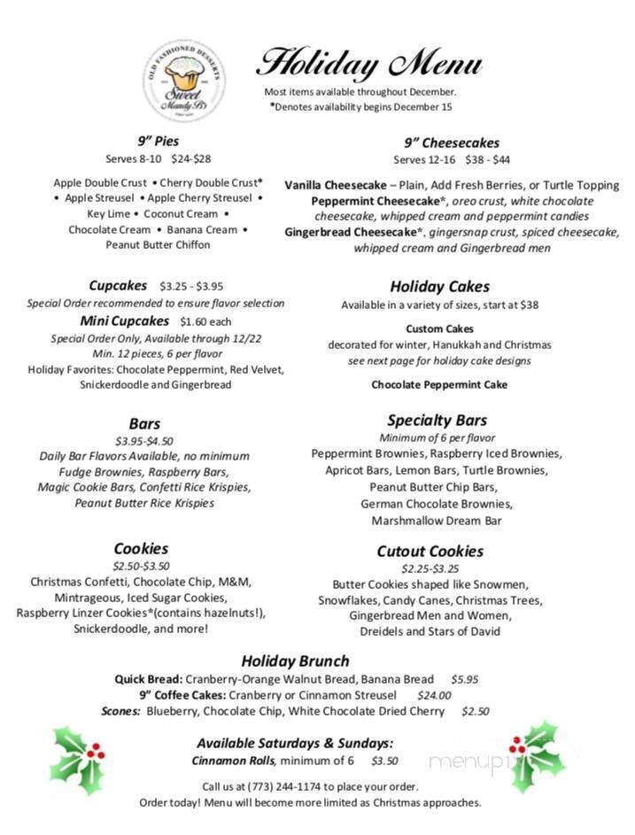 Sweet Mandy B's - Chicago, IL menu_pic