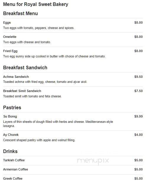 Royal Sweet Bakery - Brooklyn, NY menu_pic
