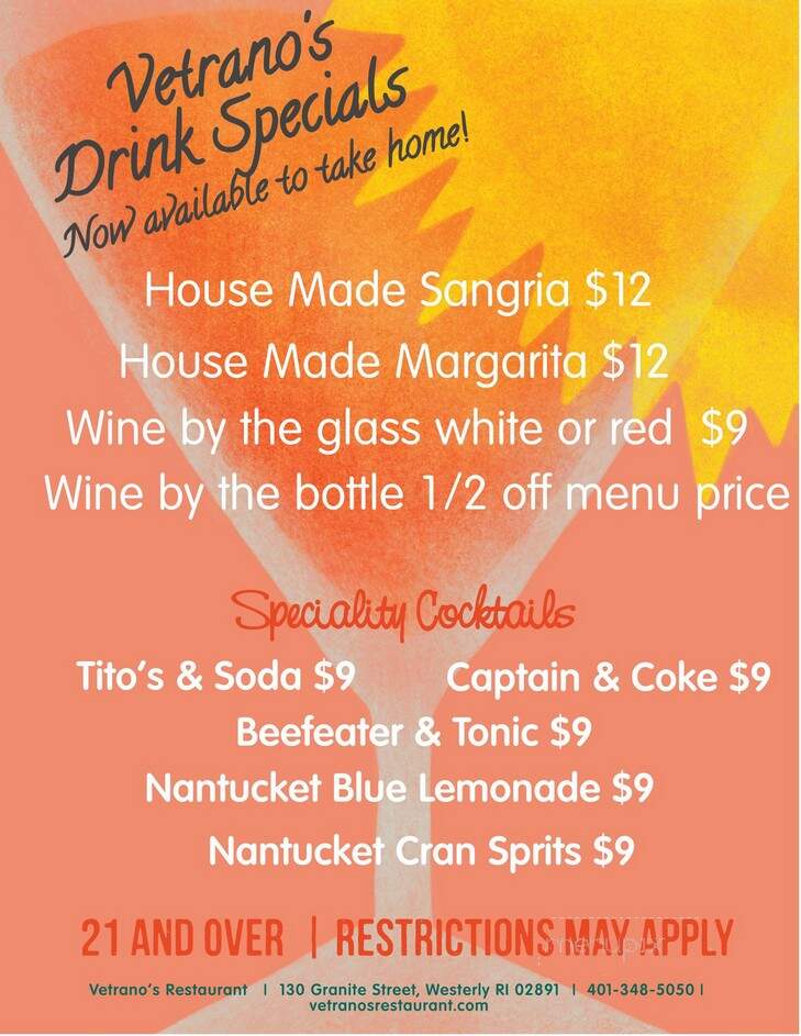 Vetrano's - Westerly, RI menu_pic