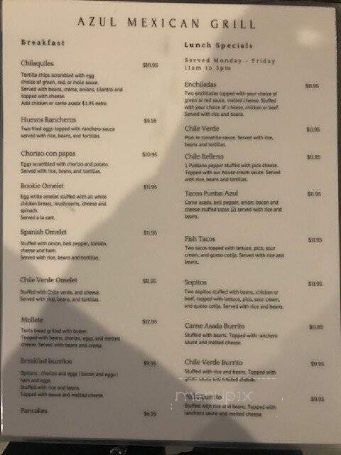 Azul Mexican Grill - Visalia, CA menu_pic