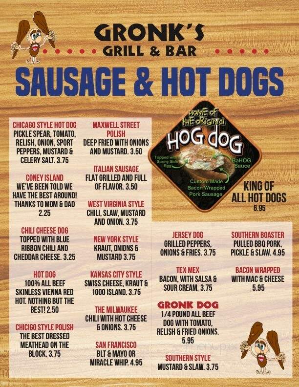 Gronks Grill & Bar - Superior, WI menu_pic