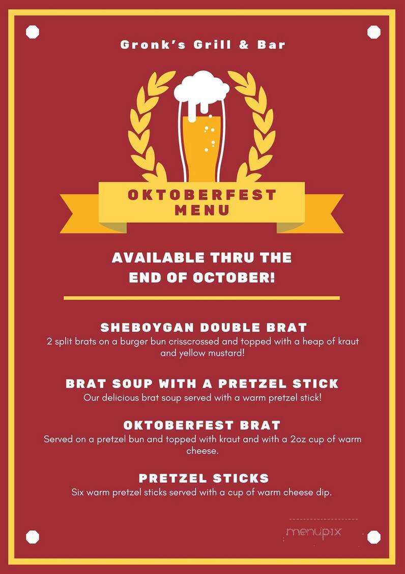 Gronks Grill & Bar - Superior, WI menu_pic