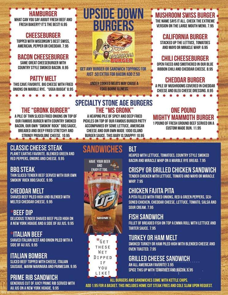 Gronks Grill & Bar - Superior, WI menu_pic