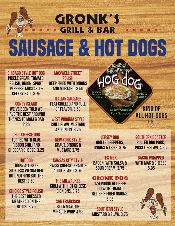 Gronks Grill & Bar - Superior, WI menu_pic
