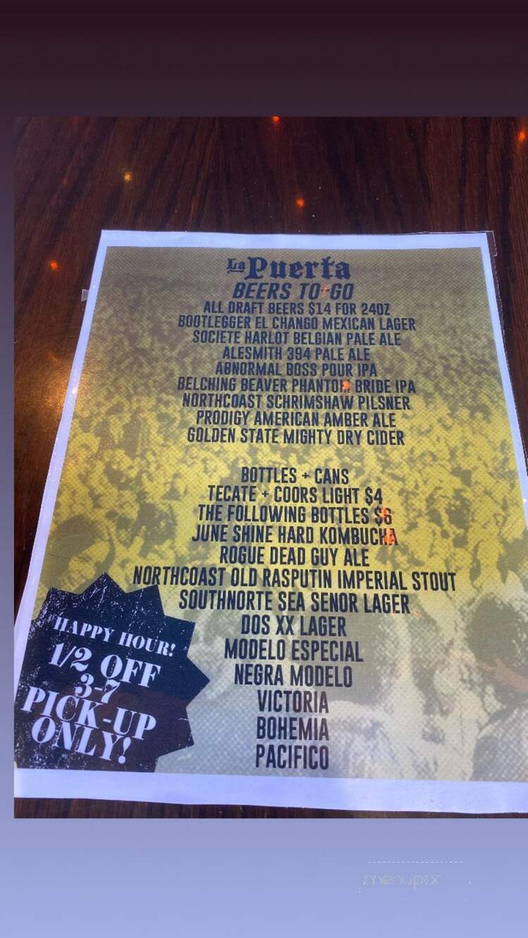 La Puerta - San Diego, CA menu_pic