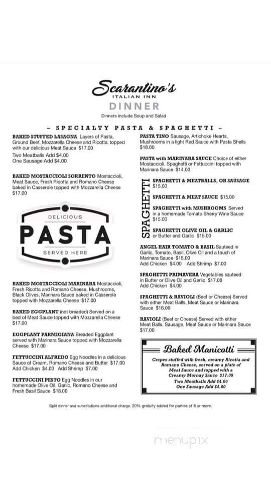 Scarantino's Italian Inn - Glendale, CA menu_pic