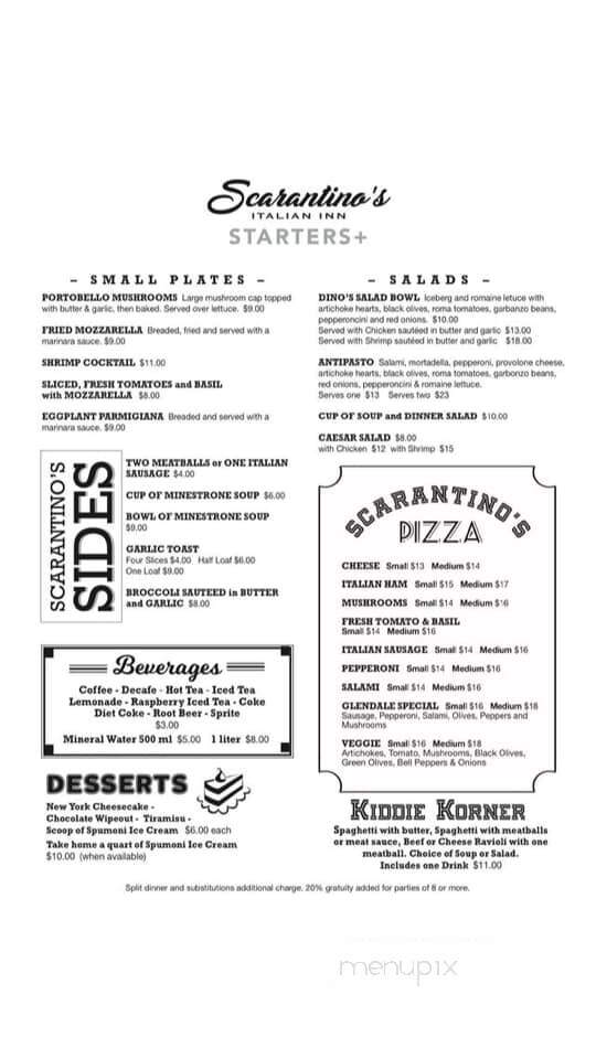 Scarantino's Italian Inn - Glendale, CA menu_pic