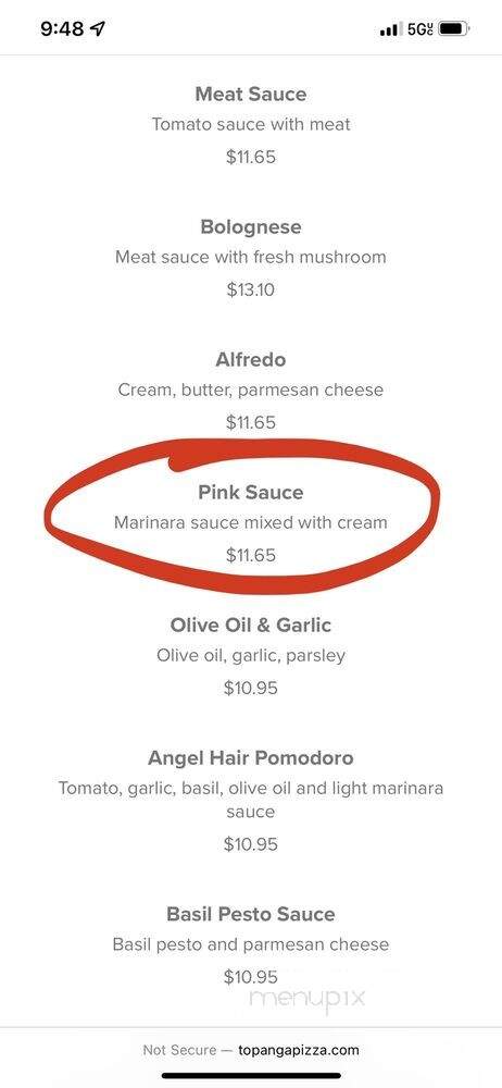 Topanga Pizza - Woodland Hills, CA menu_pic