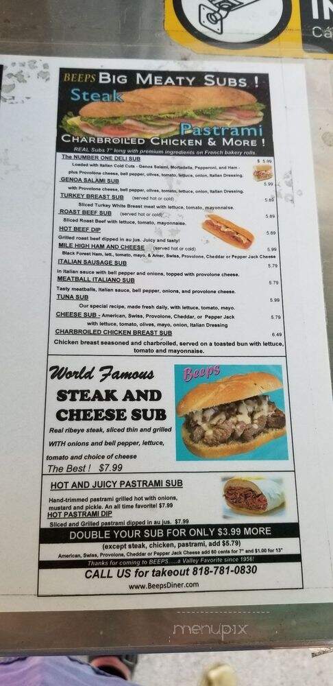 Beeps Fast Food - Van Nuys, CA menu_pic