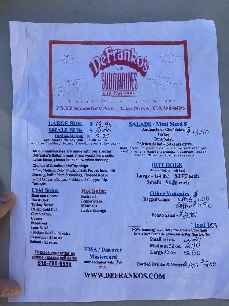 De Frankos Italian Sandwiches - Van Nuys, CA menu_pic