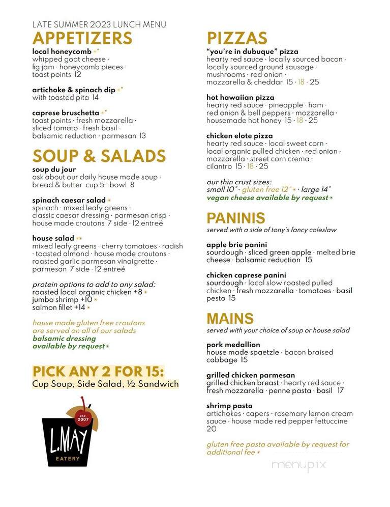 L. May Eatery - Dubuque, IA menu_pic