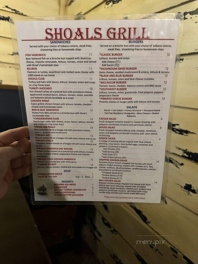 Shoals Saloon and Grille - Mooresville, NC menu_pic