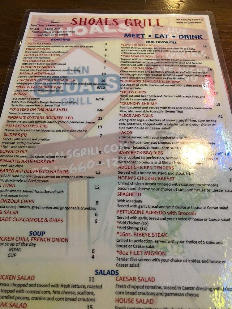 Shoals Saloon and Grille - Mooresville, NC menu_pic
