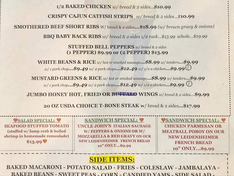 Sammy's Food Service & Deli - New Orleans, LA menu_pic