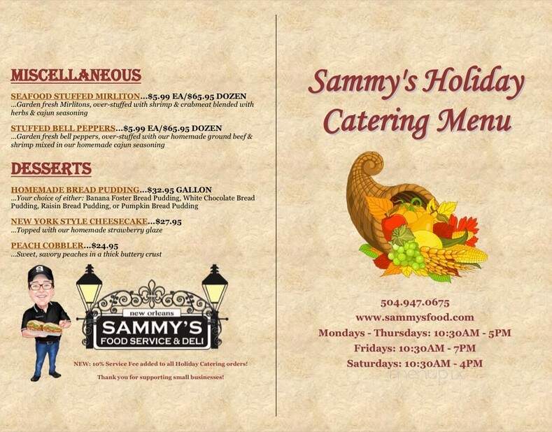Sammy's Food Service & Deli - New Orleans, LA menu_pic