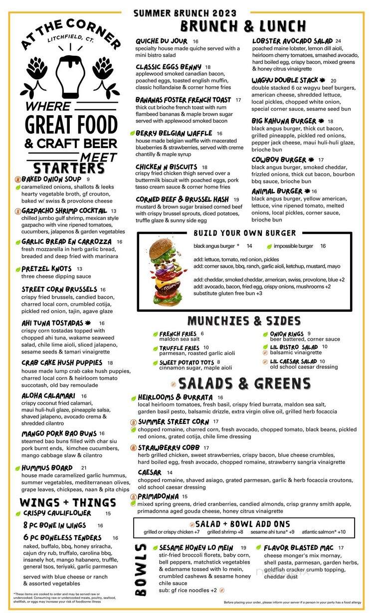 @ the Corner - Litchfield, CT menu_pic