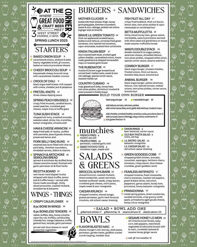@ the Corner - Litchfield, CT menu_pic