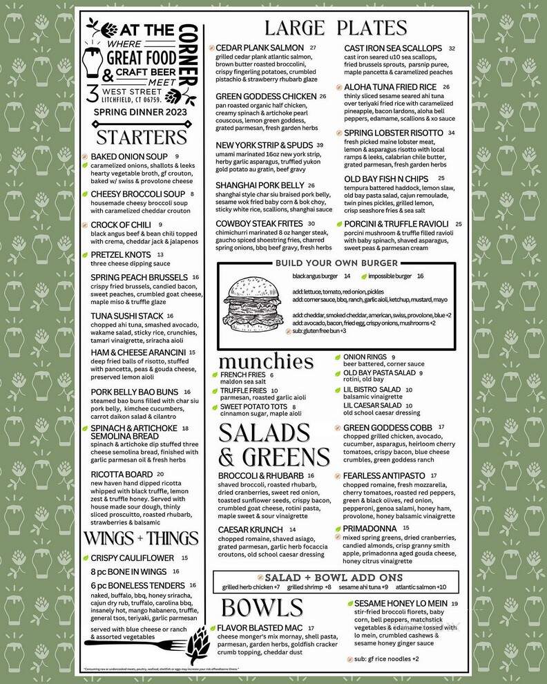 @ the Corner - Litchfield, CT menu_pic