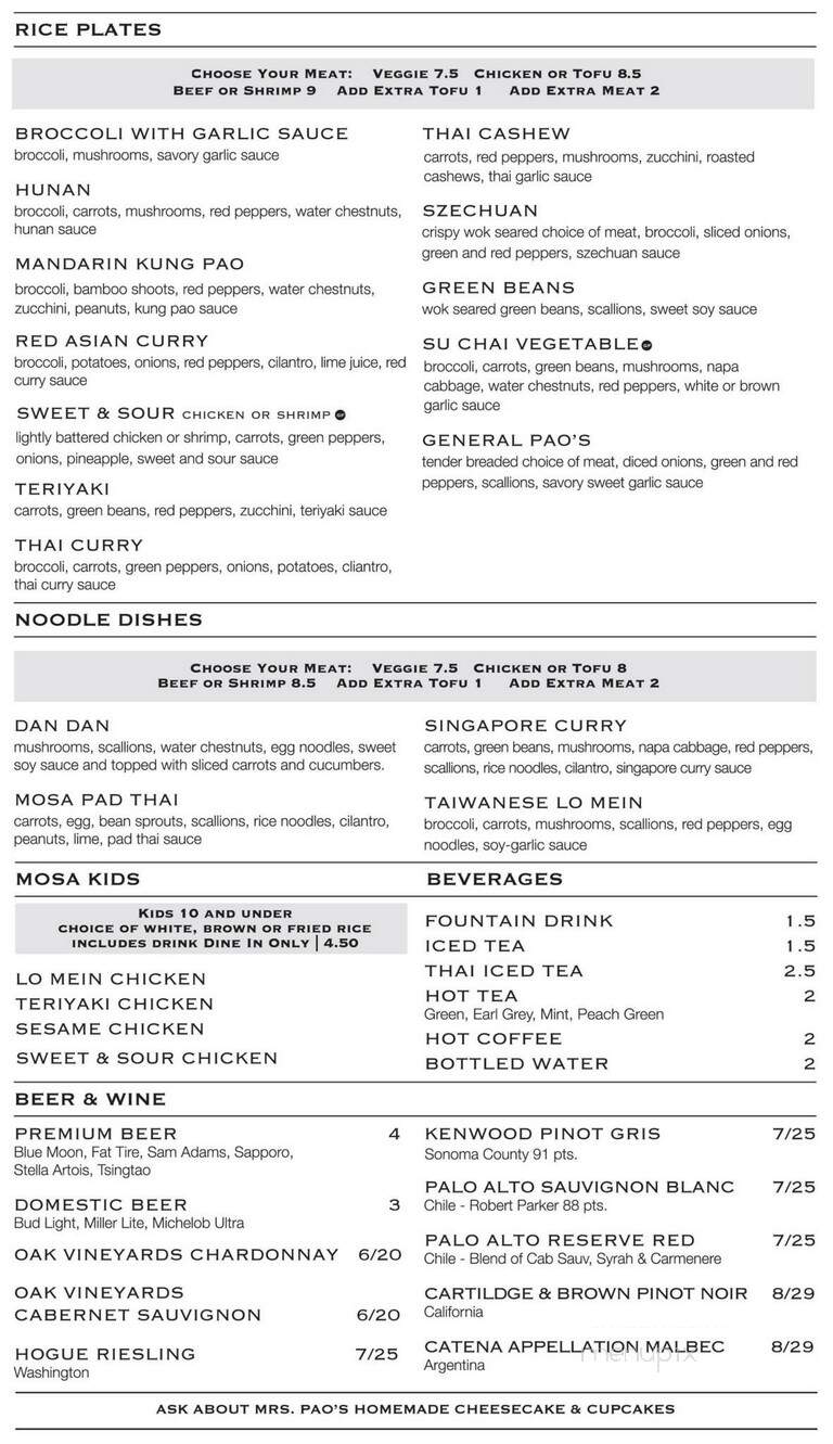 Mosa Asian Bistro - Memphis, TN menu_pic