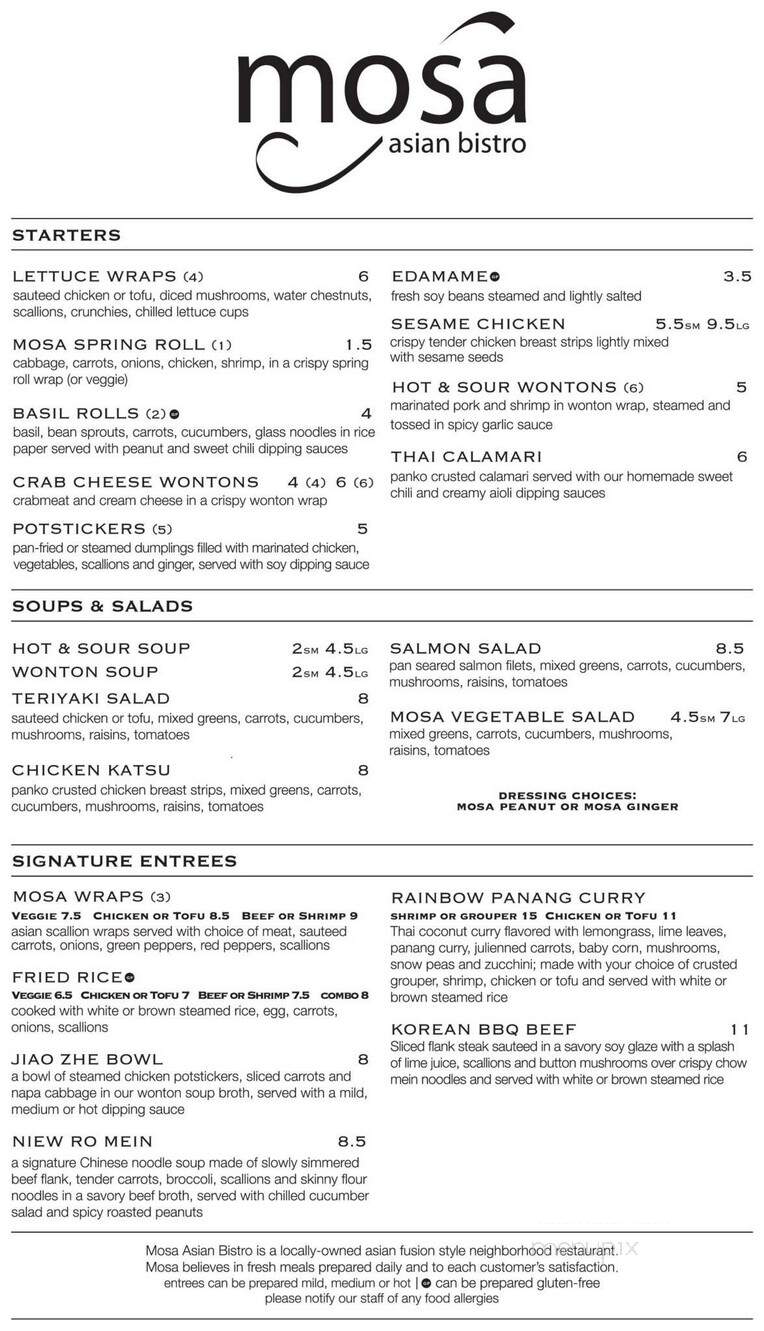 Mosa Asian Bistro - Memphis, TN menu_pic