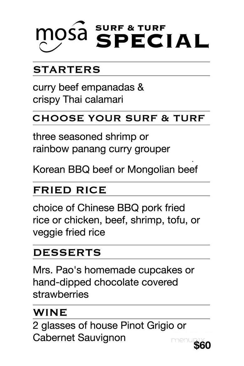 Mosa Asian Bistro - Memphis, TN menu_pic
