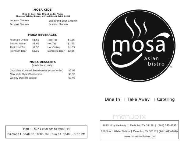 Mosa Asian Bistro - Memphis, TN menu_pic
