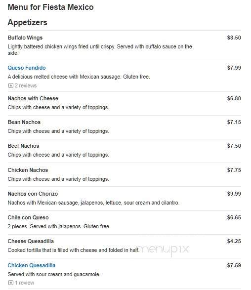 Fiesta Mexico - York, PA menu_pic