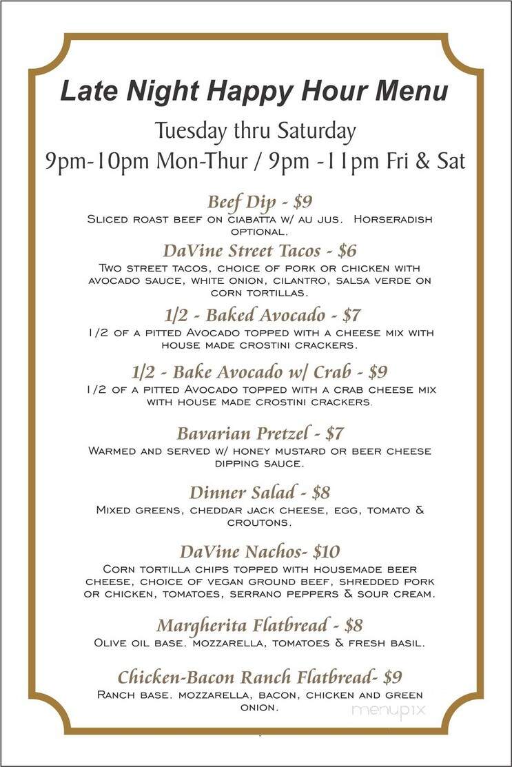 DaVine - Maple Valley, WA menu_pic