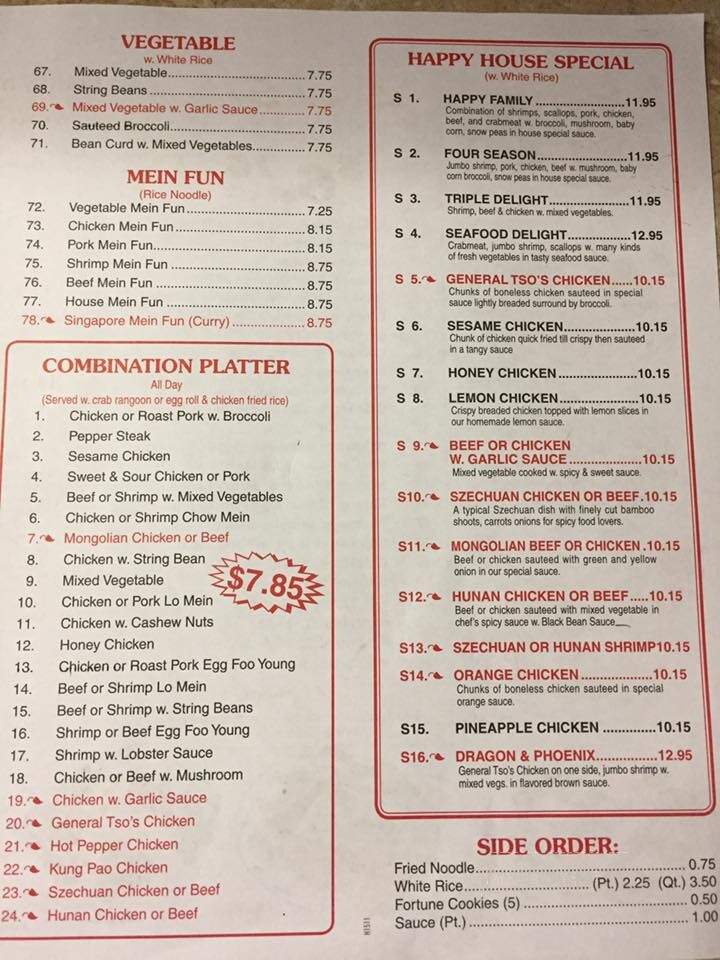 Happy House Chinese Restaurant - Rose Hill, KS menu_pic