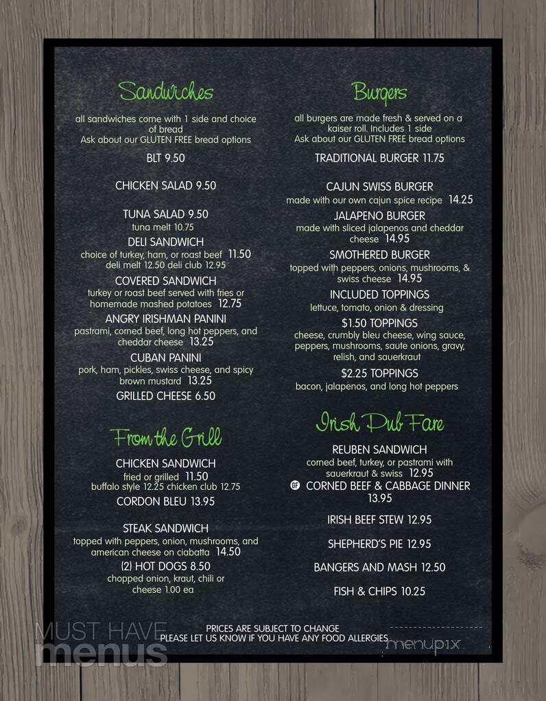 Killabrew Saloon - New Hartford, NY menu_pic