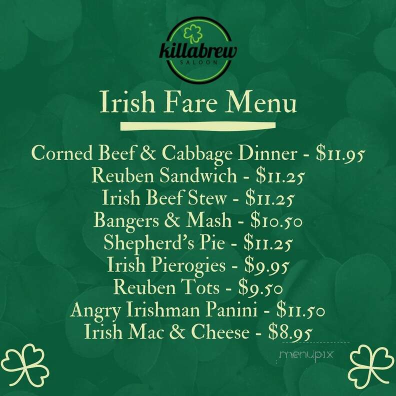 Killabrew Saloon - New Hartford, NY menu_pic