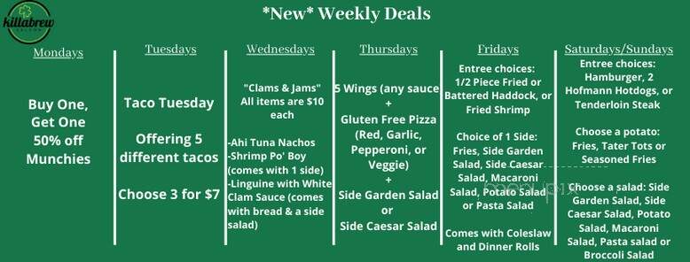 Killabrew Saloon - New Hartford, NY menu_pic