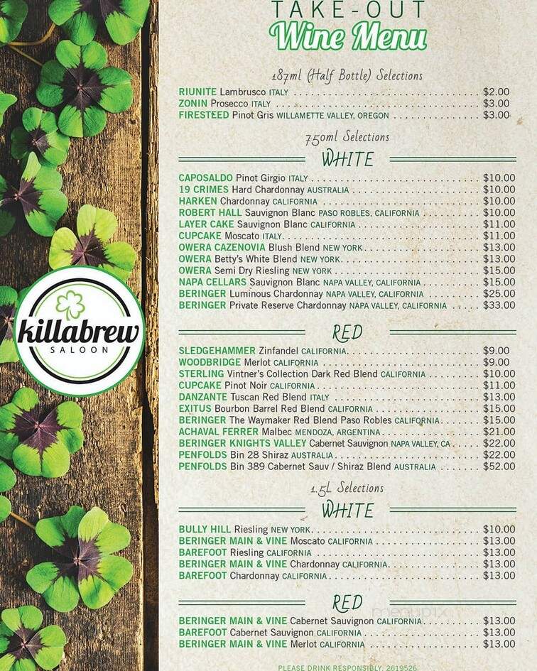Killabrew Saloon - New Hartford, NY menu_pic