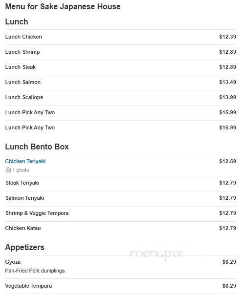 Sake Japanese House - Mebane, NC menu_pic
